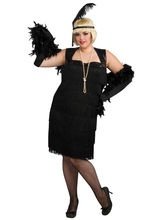 20er Charleston XXL Damenkostüm schwarz