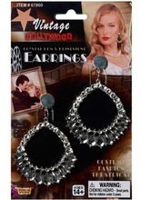 20er Diva Ohrringe mit Strass schwarz-si