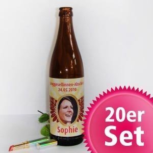 20er Set Bieretiketten mit Foto und frei