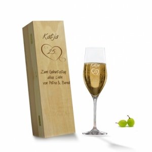 *25. Geburtstag* Sektglas in Holzkiste