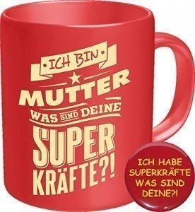 2620 Geburtstag Muttertag Tasse: MUTTER SUPERKRÄFTE, Geburtstagsgeschenk Frauentag Premium Geschenk