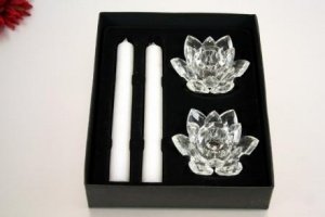 2er-Set Lotusleuchter mit Kerzen