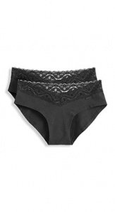 2x Baumwollmix-Panty mit Spitze