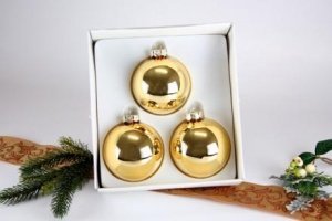 3 Christbaumkugeln Inkagold glanz Ø 8 cm