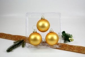 3 Christbaumkugeln Inkagold matt Ø 8 cm