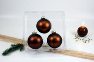 3 Christbaumkugeln Nougat matt Ø 8 cm