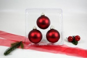 3 Christbaumkugeln Rot matt Ø 8 cm