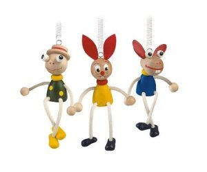 3 Figuren mit Federn Esel, Hase und Fros