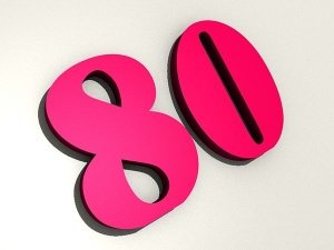 3D Geburtstagszahl zum 80. Geburstags in