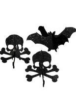 3D Tisch-Deko Skull n Bones, schwarz-sil