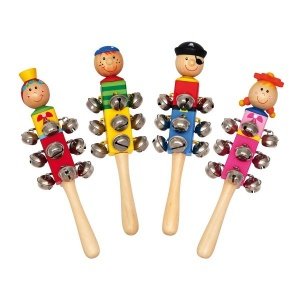 4 Schellenstäbe für Kinder mit 12 Schell