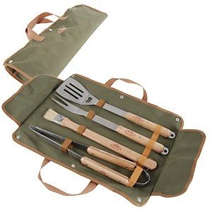 4-Teiliges Grill-Besteck mit Holzgriffen