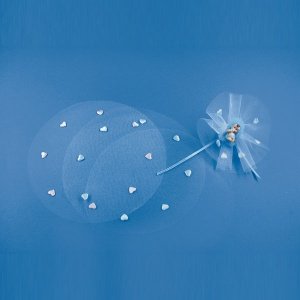 4 Tüll-Kreise Herz, hellblau