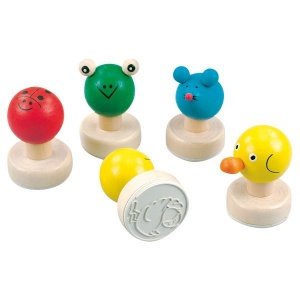 4 lustige Stempel für Kinder mit Tierköp