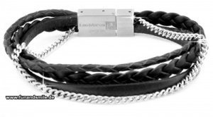 4in1 Lederarmband Schwarz mit Kette von 