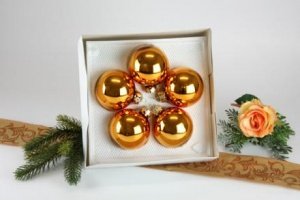 5 Christbaumkugeln Blutorange glanz Ø 6 