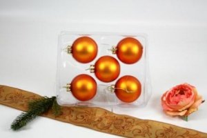5 Christbaumkugeln Blutorange matt Ø 6 c