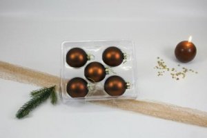 5 Christbaumkugeln Nougat matt Ø 6 cm