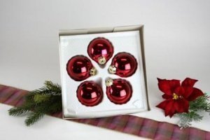 5 Christbaumkugeln Ochsenblut glanz Ø 6c