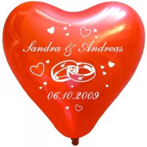 50 Herzluftballons mit Hochzeitsdruck