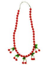 50er Rockabilly Kirschen-Halskette rot-g