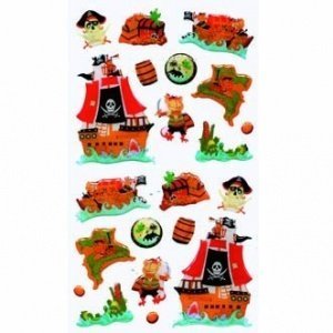 6 Bögen Kristall Sticker - Motiv Piraten