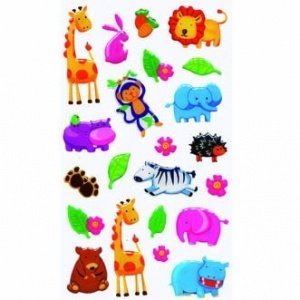 6 Bögen Kristall Sticker - Motiv Safari