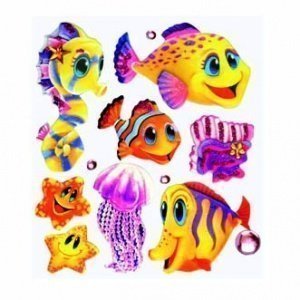 6 Bögen Sticker - Motiv Wasserwelt mit G