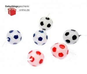 6 Kleine Fussballkerzen als Tischdeko