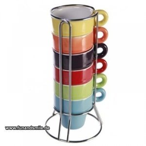 6-farbiges Espresso-Tassenset im Metalls