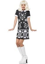 60er 70er Damenkostüm schwarz-weiss