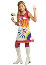 60er 70er Hippie Kinderkostüm blau-rot