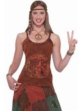 60er 70er Hippie Top Peace braun