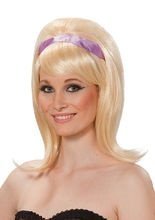 60er Perücke lang mit Pony und Haarband 