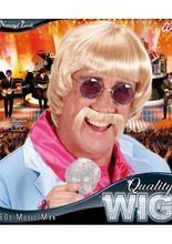 60er Pilzkopf Perücke mit Schnauzer blon