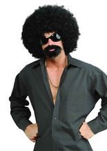 70er Disco Afro-Kostüm-Set Herren schwar