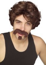 70er Herren-Perücke mit Bart braun