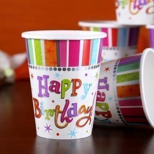 8 Becher Serie *Happy Birthday* Radiant