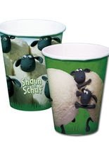 8 Pappbecher Shaun das Schaf Kindergeburtstag-Deko grün-bunt