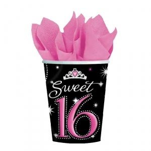 8 Pappbecher *Sweet Sixteen*