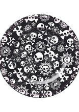 8 Pappteller Totenköpfe Halloween-Deko s