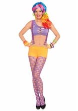 80er 90er Netz-Strumpfhose neonlila