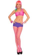 80er 90er Netz-Strumpfhose neonpink