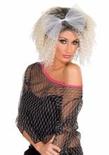 80er Krepp-Perücke mit Schleife hellblon