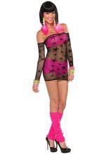 80er-Netzkleid mit Sternen schwarz