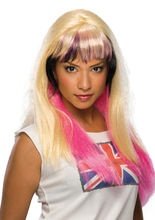 80er Popstar-Perücke blond-pink-schwarz