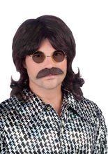 80er Vokuhila Herrenperücke mit Bart Set