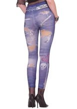 90er Jeans-Leggings Punk blau