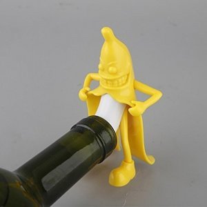 9pig® Mr. Banana Yellow Plastic Wine Stopper Wine Cork Bottle Plug Like a Man/Keep Wine Fresh Barwa