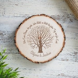 Baumscheibe mit Gravur „Wie Euer Baum, der jedes Jahr blüht“